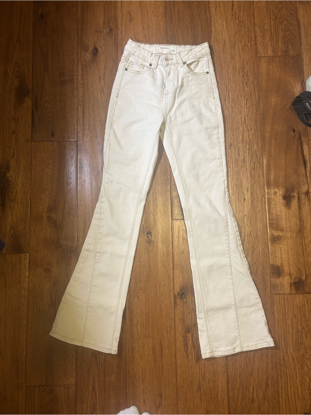 High-Rise Cream Flared Jeans